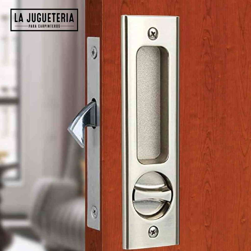 Cerradura de Bolsillo con Llave para Puerta Corrediza - Ajustable para Puertas de Madera de 35 mm a 45 mm