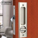 Cerradura de Bolsillo con Llave para Puerta Corrediza - Ajustable para Puertas de Madera de 35 mm a 45 mm