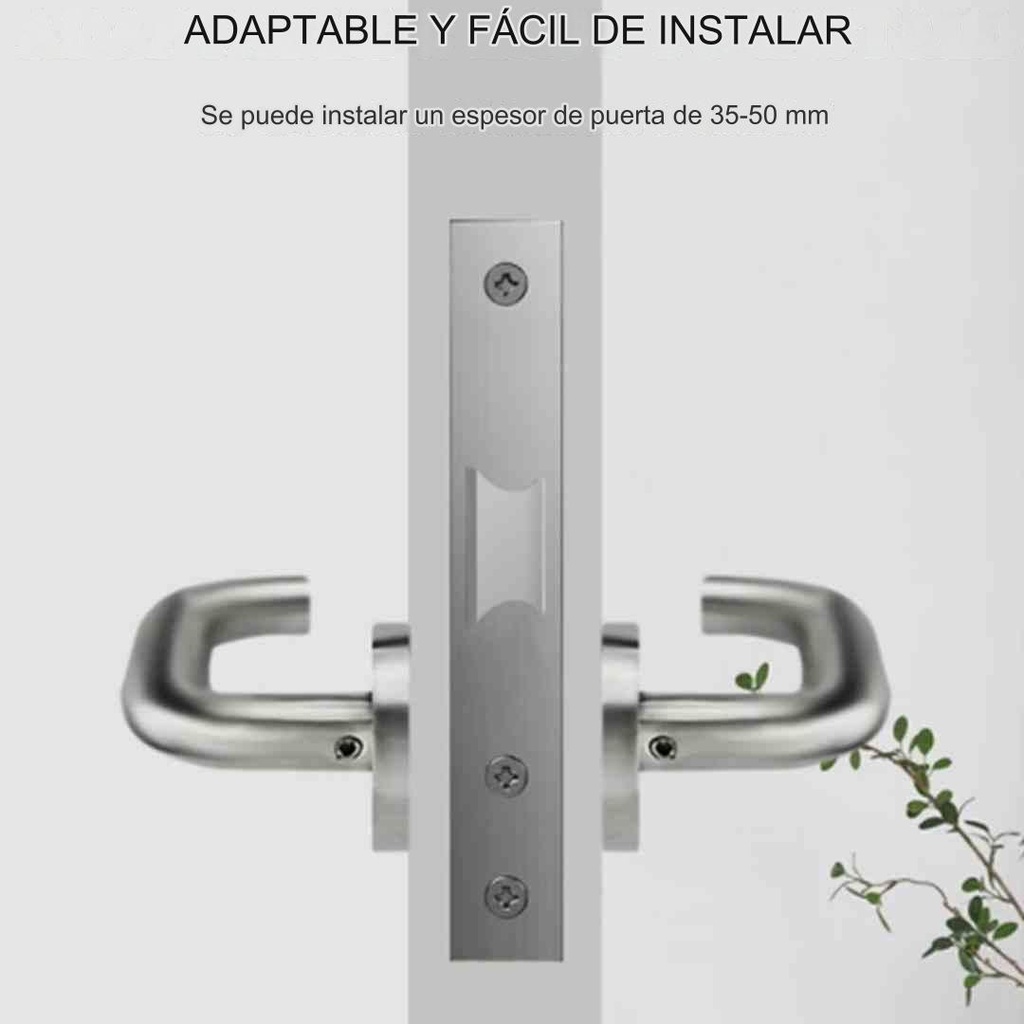  Palanca de Puerta Plateada de Acero Inoxidable Mate 304 - Cerradura de Lujo para Puertas