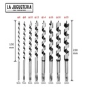 Juego de 6 brocas helicoidales para madera, 230 mm, 6 - 20 mm, barrenas