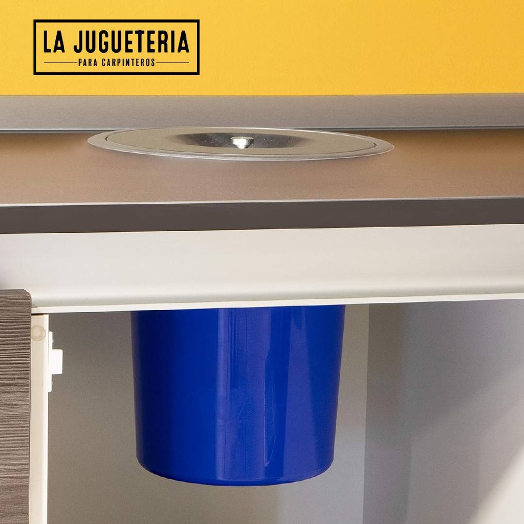 Cubo de Basura empotrable 5L, contenedor encimera con Tapa, Acero Inoxidable