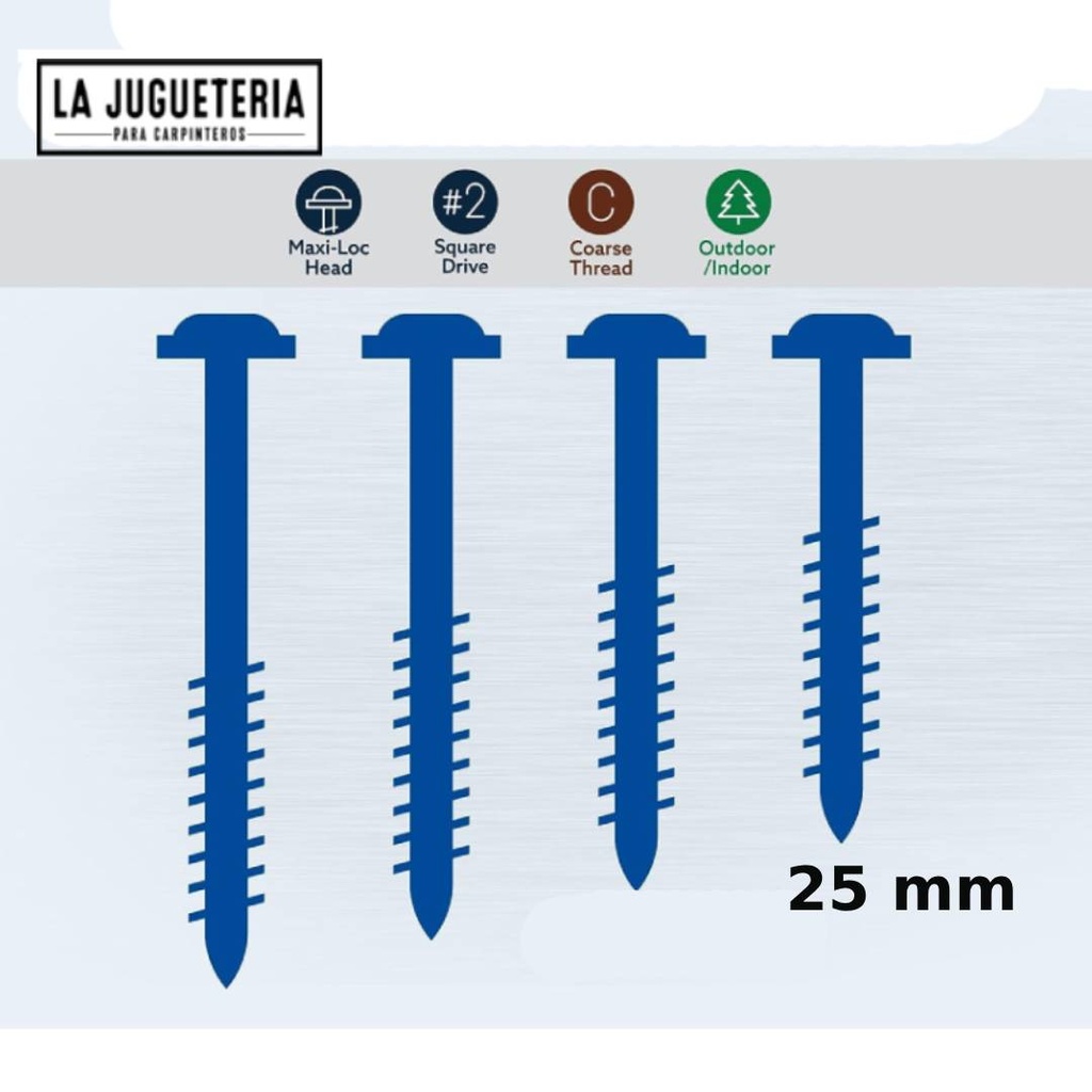 Tornillo pocket hole #8 x 1-1/2 pulgadas ,(38mm) BLUE-KOTE, caja de 100 unidades