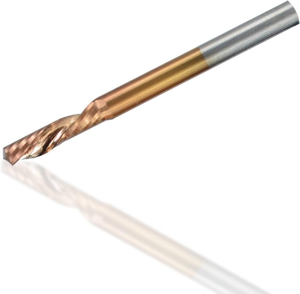 Fresa de Carburo CNC con Recubrimiento TiCN de 1/8" para Herramientas de Carpintería, 1 Flauta, 3.175 x 17 x 45 mm (0.125 x 0.669 x 1.772 in) Ref: V14