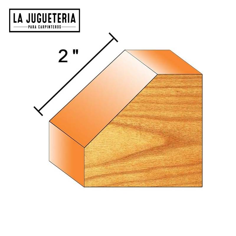  Fresa de chaflán de 45 grados de 1/2 pulgada de vástago de 2 pulgadas de longitud de corte de aproximadamente 1 pulgada de altura de corte