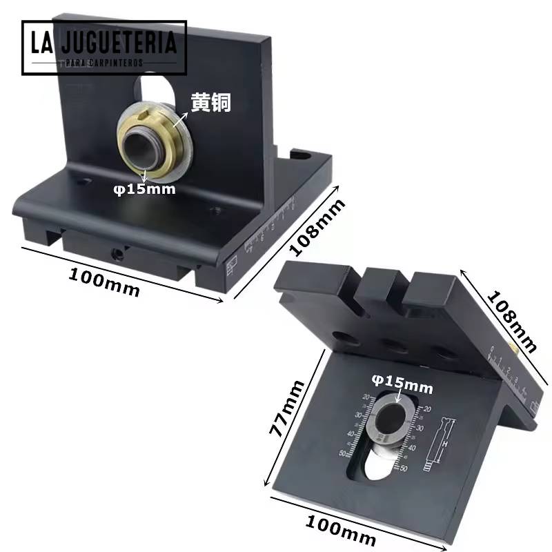 Guia Para Tarugos de Madera, guía de taladro de agujero de clavija de madera ajustable, broca de 8/10/15 mm, abrazadera de perforación para carpintería,...