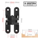 Bisagra Oculta de Aleación de Zinc | Diseño Elegante y Moderno | Ideal para Gabinetes y Puertas | Negro Mate 90mm x 50mm