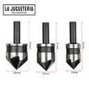 Juego de 3 Avellanadores de Acero al Carbono 12mm (7/16"), 16mm (5/8"), 19mm (3/4")