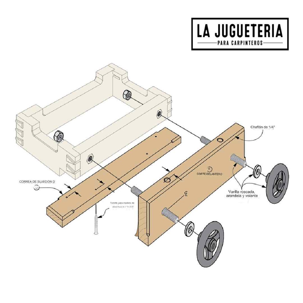 Prensa para mesa de carpinero tipo Moxon 1 rueda 20 Cm