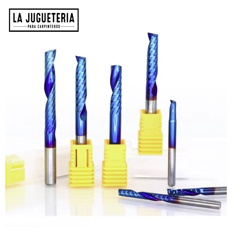 Fresa de Carburo CNC con Recubrimiento TiCN de 1/8" para Herramientas de Carpintería, 1 Flauta, 3.175 x 17 x 45 mm (0.125 x 0.669 x 1.772 in) Ref: V14