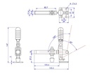 Plano de cotas del estándar GH-101-E: altura 147 mm, brazo ranurado, base 39 x 42 mm