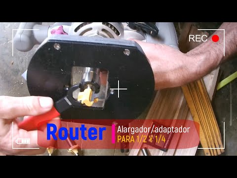Alargador/adaptador extensor para router vástago de 1/2" a 1/2" y 1/4" con llave ER 20M