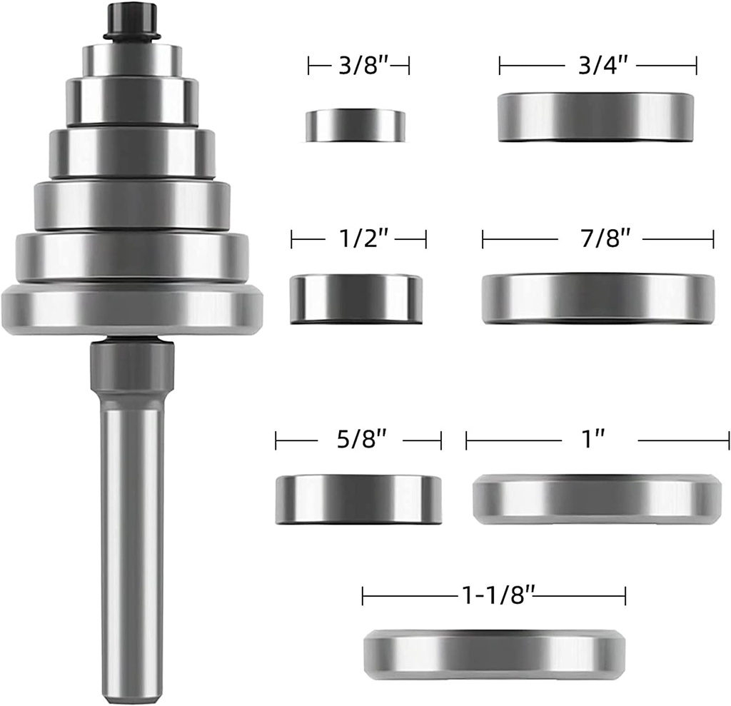 Fresa rebajadora con 6 rodamientos. Vástago de 1/2". Ref.G31