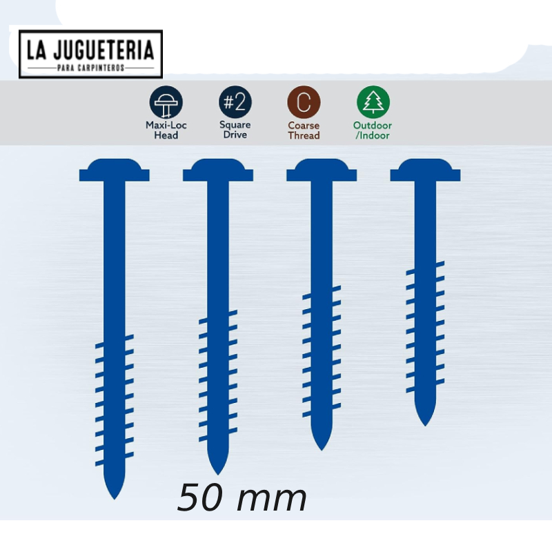 Tornillo pocket hole #8 x 2 pulgadas ,(51mm) BLUE-KOTE, caja de 100 unidades