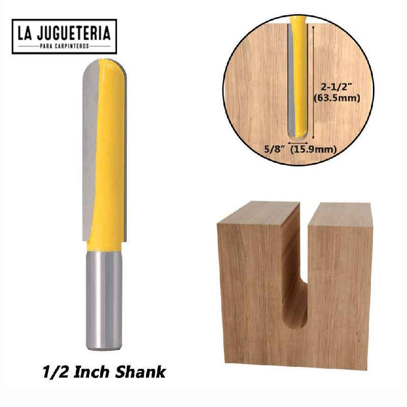 Juego de 3 brocas para fresado de madera, 1/2 pulgadas de vástago largo y redondo para ranurar en la nariz