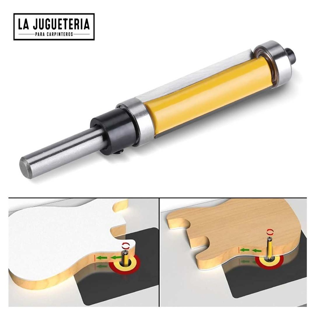 Fresa de corte recto 38mm, copiadora con 2 rodamientos. Vástago de 1/4". Ref.P05