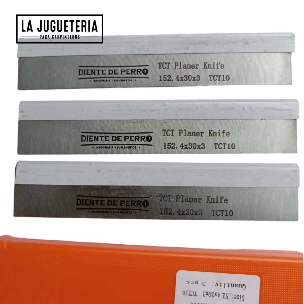 Cuchillas cepilladoras de 6" HSS  calzadas TCT10 Carburo de tugsteno de Diente de Perro  (152x30x3mm) Set de 3 hojas 