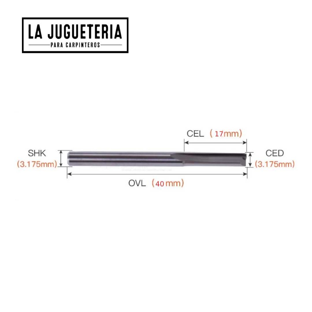 Fresa de corte para CNC 3.175mm ,  2.5*17 mm de corte de arburo de tungsteno dos flautas final mills Ref.V07