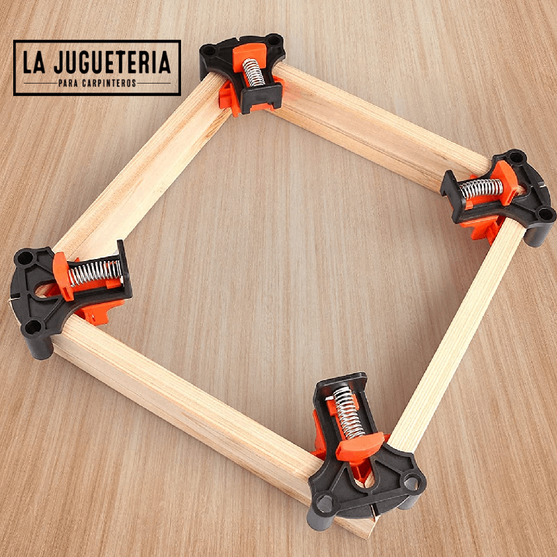 [A026] Abrazaderas/prensas de ángulo recto 90º para carpintería 5-22mm. Caja 4 Unidades