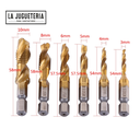 Broca rosca macho hexagonal HSS titanio para M3-M10. Set 6 pcs