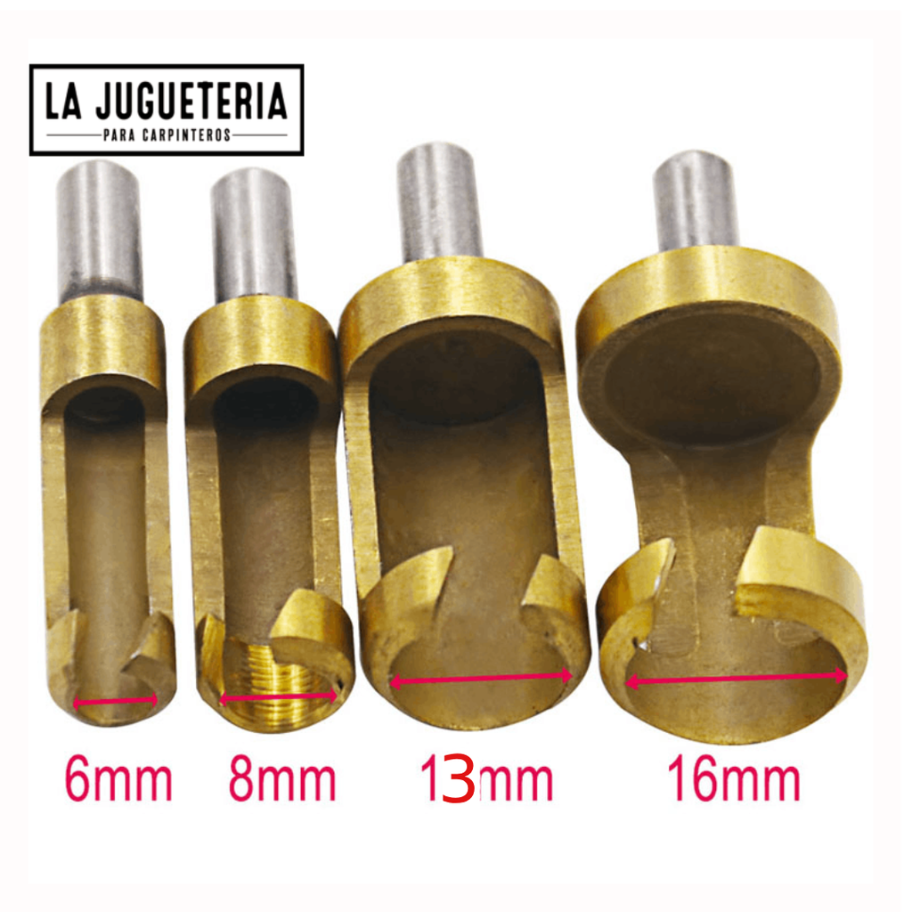 Broca sacabocados ó sacatarugos tipo C de 6,8,13,16 mm. Set 4 pcs