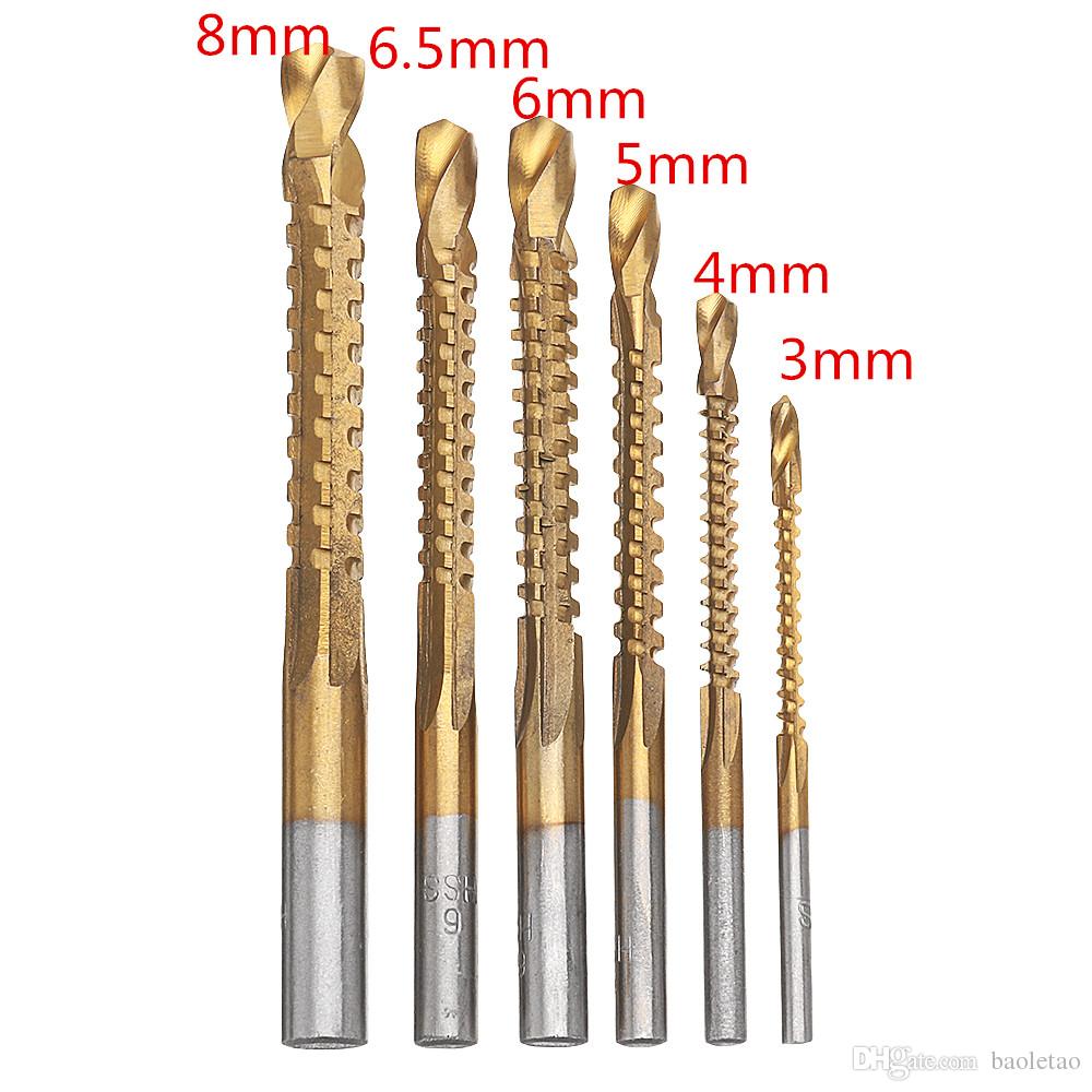 [A136] Broca sierra giratoria HSS recubierta de titanio para perforación de Metal 3-8mm. Set 6 pcs