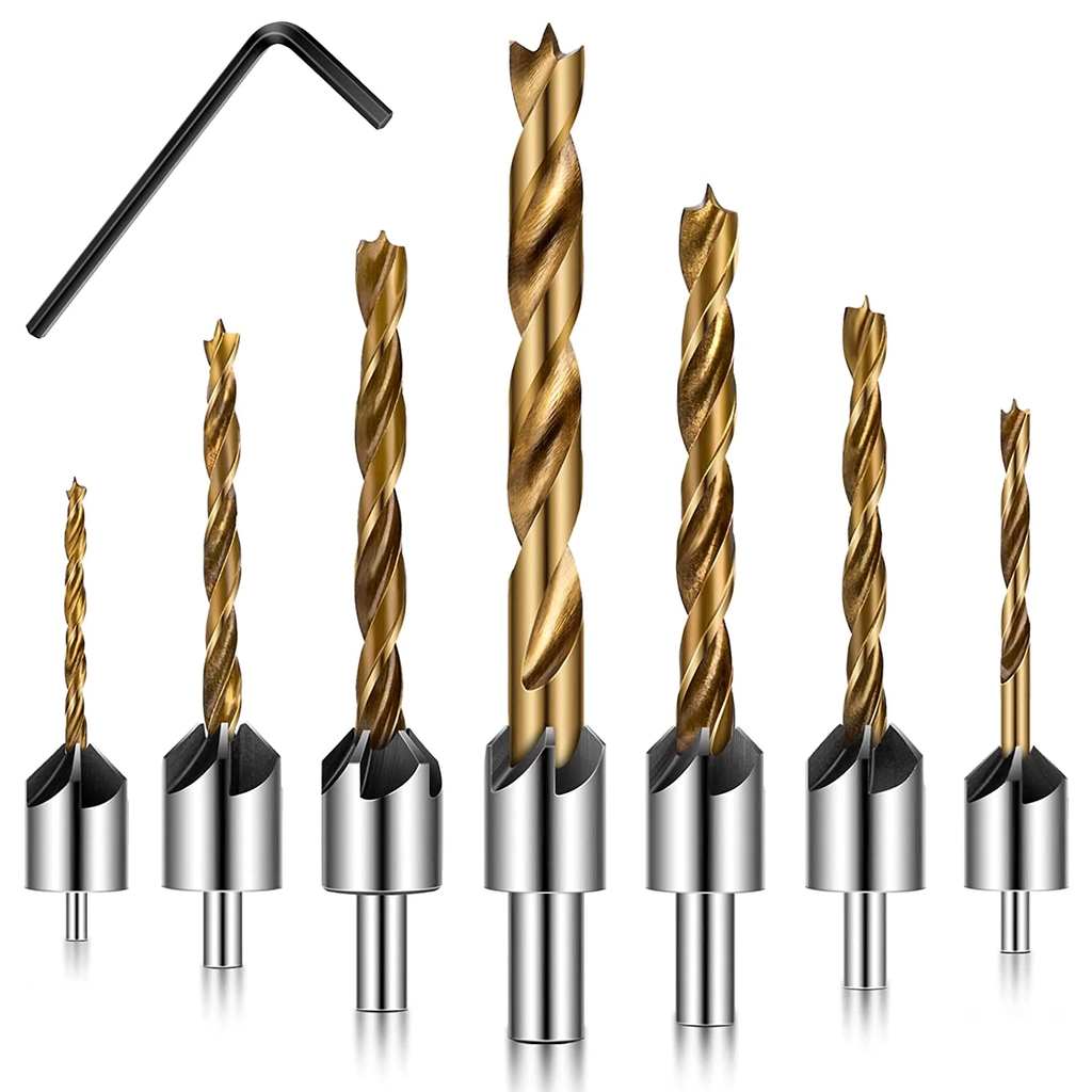 Brocas avellanadoras 45º recubiertos de titanio. Set 7 pcs