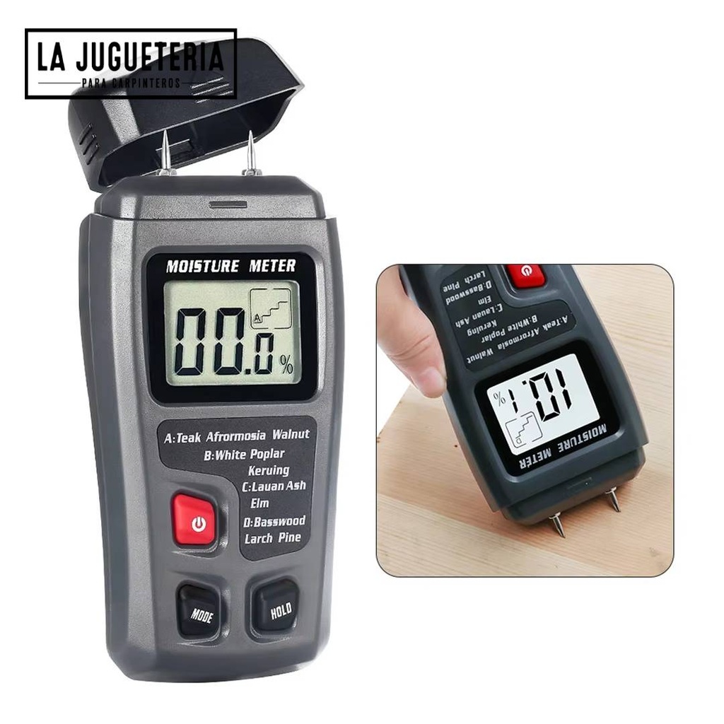 Detector de humedad digital con dos pines de medición para madera, paredes