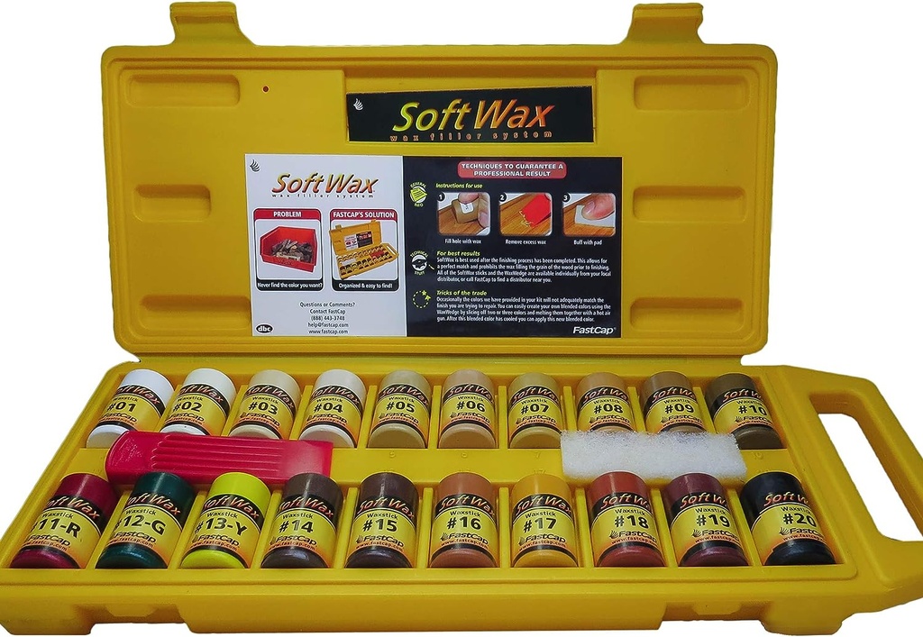 FastCap WAX KIT Cera blanda para reparación de madera. Kit 20 pcs