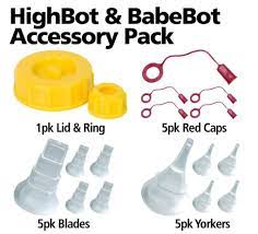 Fastcap Accesorios para babebot y highbot 1 tapa, 1 anillo de retención, 5 tapones rojos, 5 puntas de hoja, 5 puntas