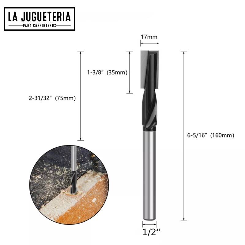 Fresa para ranurar cajas de puertas tipo escoplo. Vástago 1/2". Ref.G22