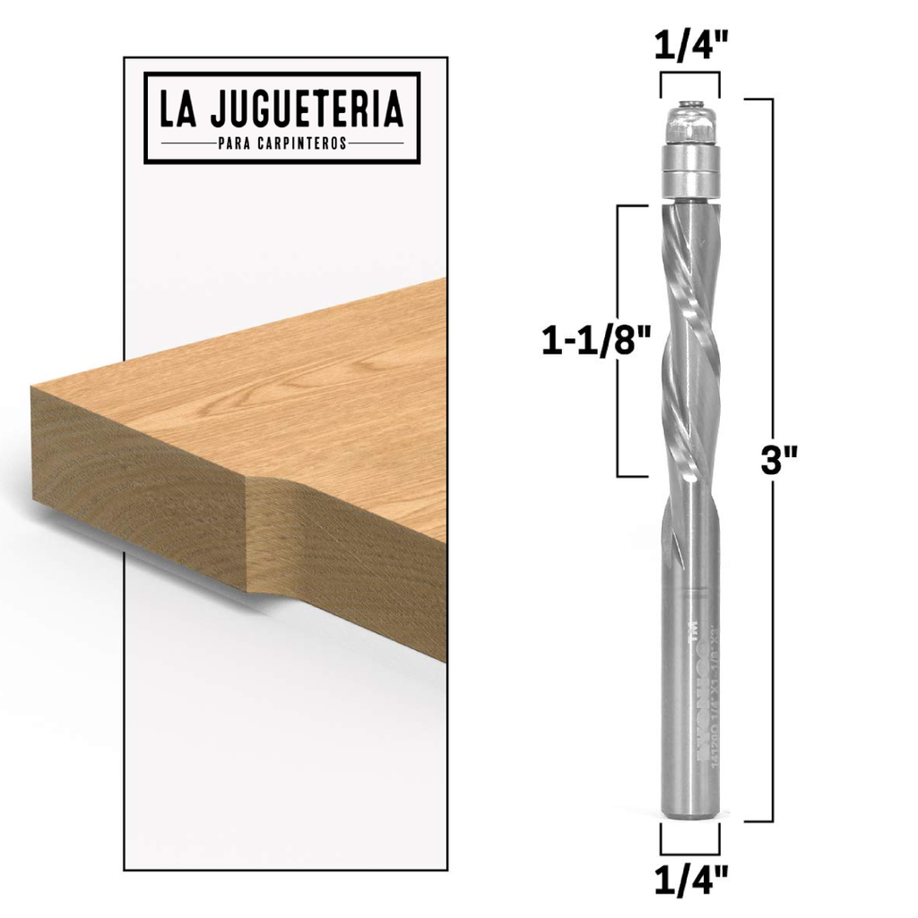 Fresa copiadora en espiral UPCUT  1/4x1-1/8x3"  Vástago 1/4".  Ref.P21