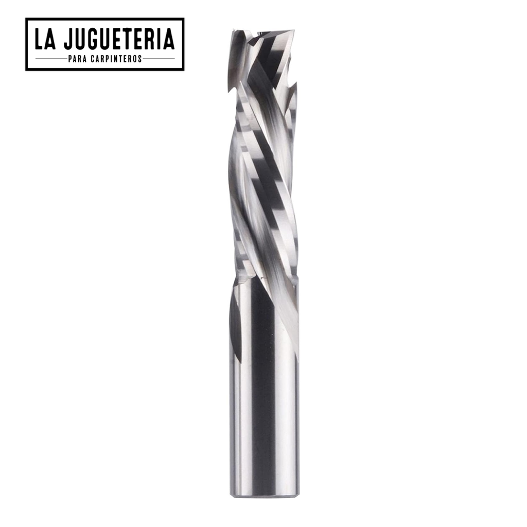 Fresa de compresión, 1.1/2"x3" Z2+2 -38 mm de corte tipo End Mill  Calidad HRC 60 para router y CNC. Vástago de 1/2". Ref.G32