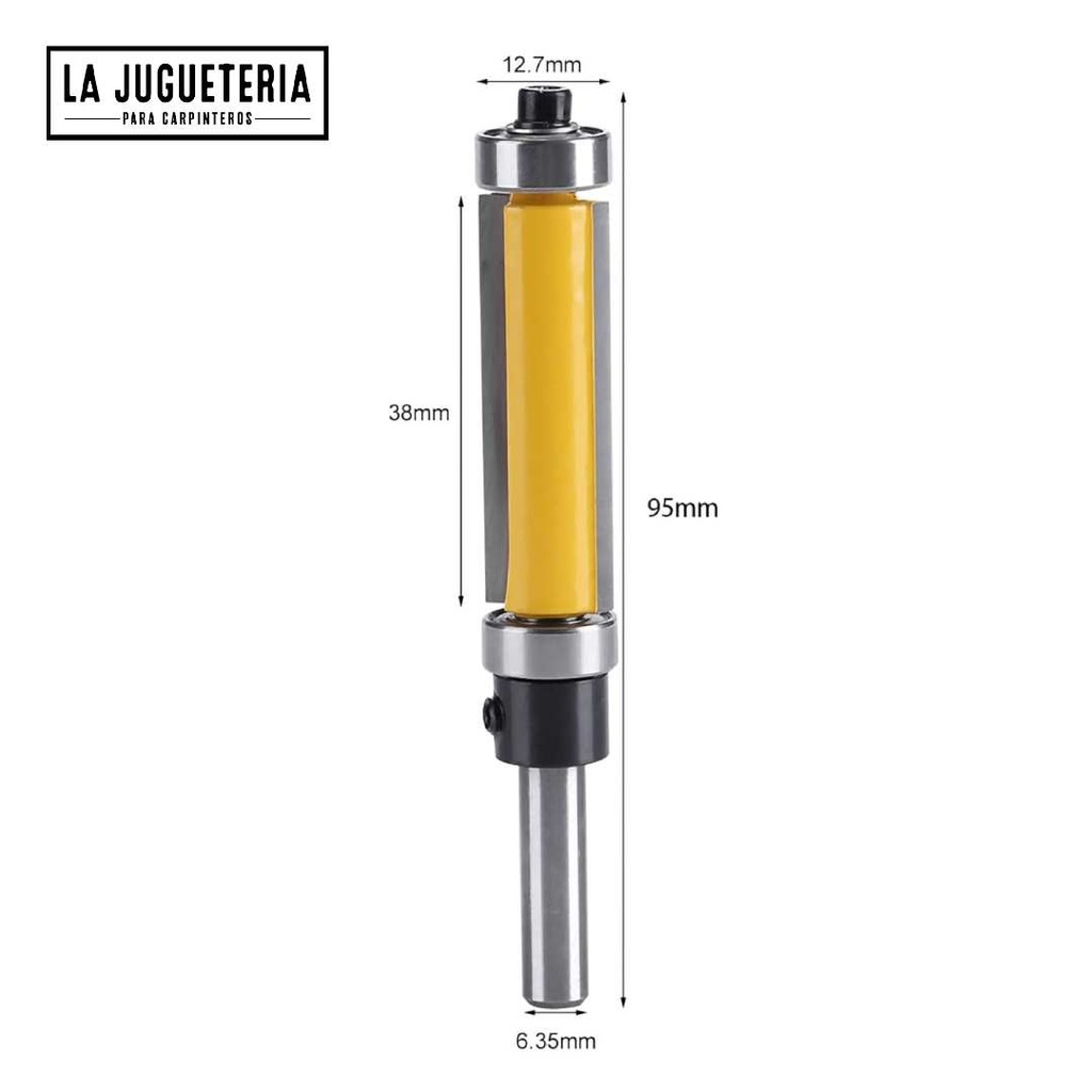 Fresa de corte recto 38mm, copiadora con 2 rodamientos. Vástago de 1/4". Ref.P05