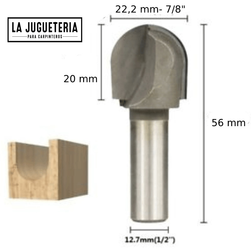 Fresa nariz redonda corte 7/8" (Round nose) - Vástago de 1/2"
