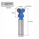 Fresa para ranurar frontales de cajón/agarraderas, punta 3/4 . Vástago de 1/2". Ref.G24