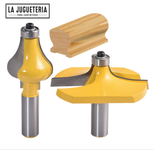 [A682] Fresas para barandillas y pasamanos con vástago de 1/2" - Set de 2 piezas. Ref.G34: Herramientas de carpintería para trabajos precisos y eficientes