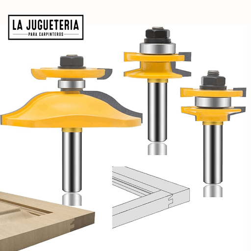 [A431] Fresas para panelar puertas y ventanas , Vástago de 1/2". Set 3 pcs. Ref.G02
