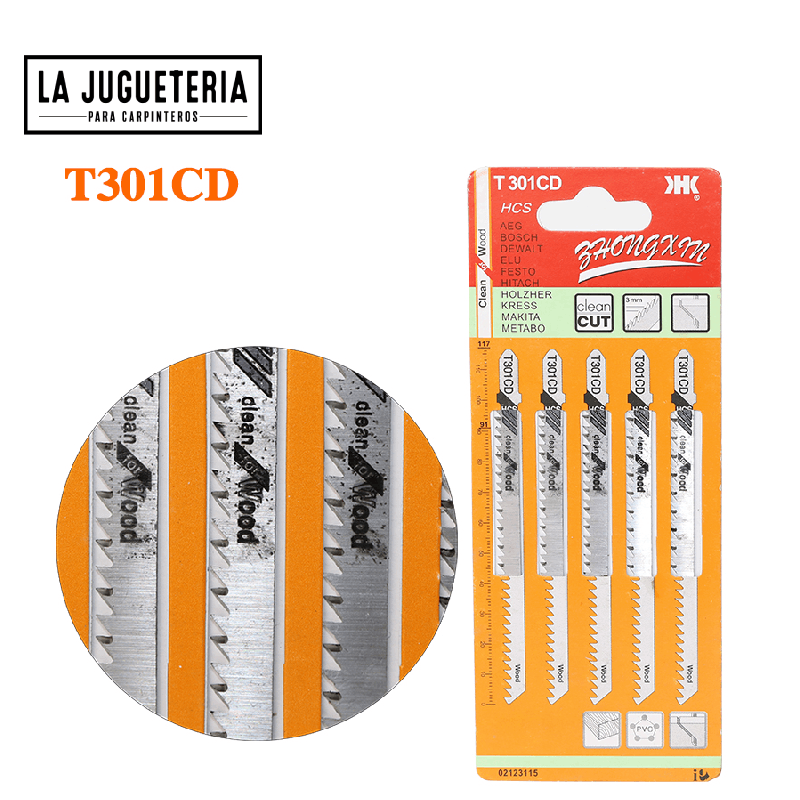 Hojas de sierra caladora  117 mm T301CD. Pack 5 uds