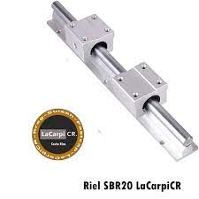 Juego 1 Riel SBR20 de 500 mm de largo con dos roles lineales, dos frenos y un adaptador para alargo.