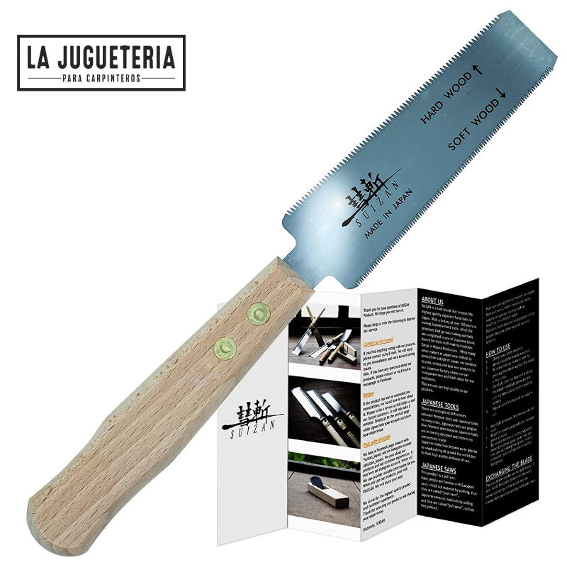 SUIZAN Sierra japonesa de mano para corte al ras de madera dura y suave. Kugihiki 5"