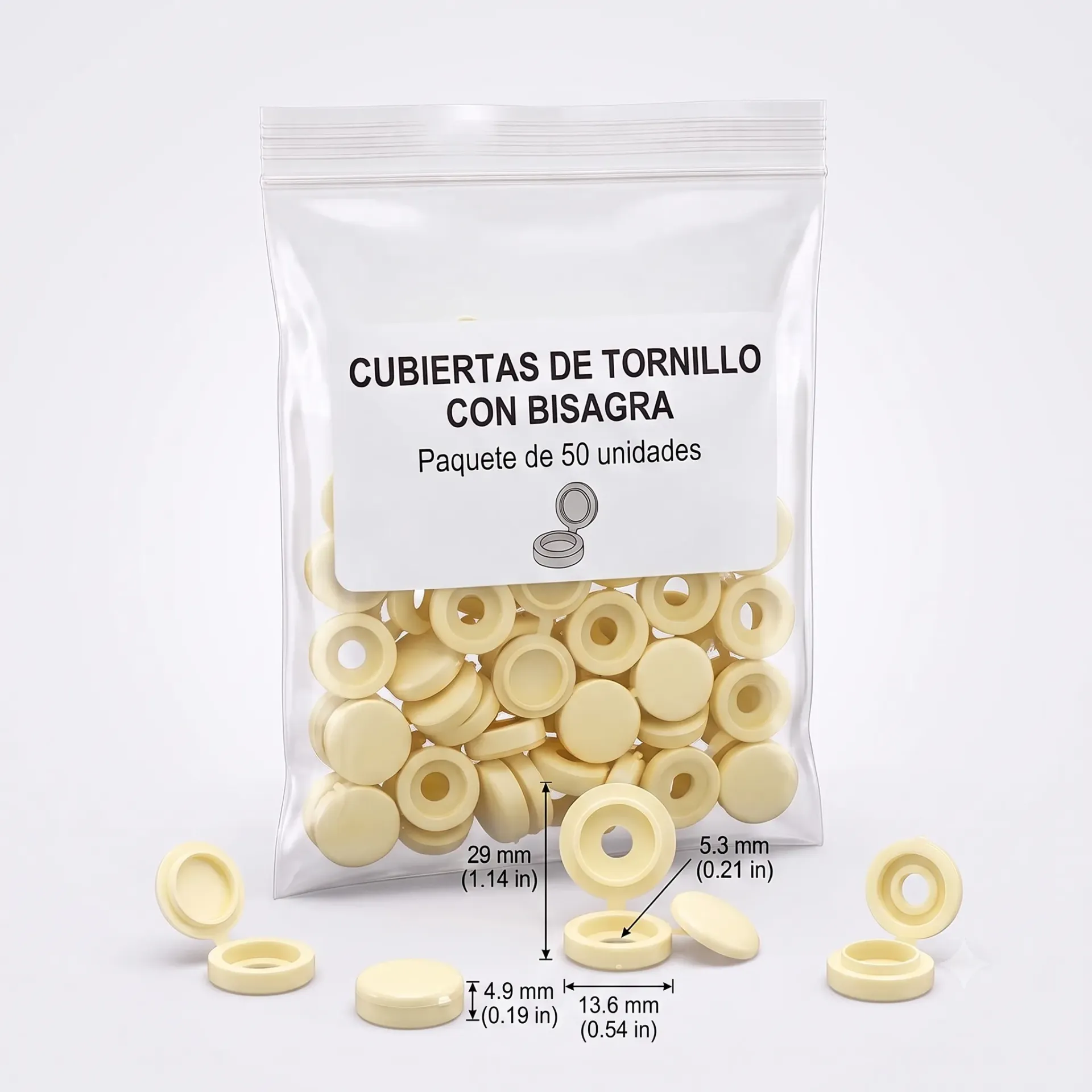 Tapones plásticos para tornillos 50 pcs Blanco hueso