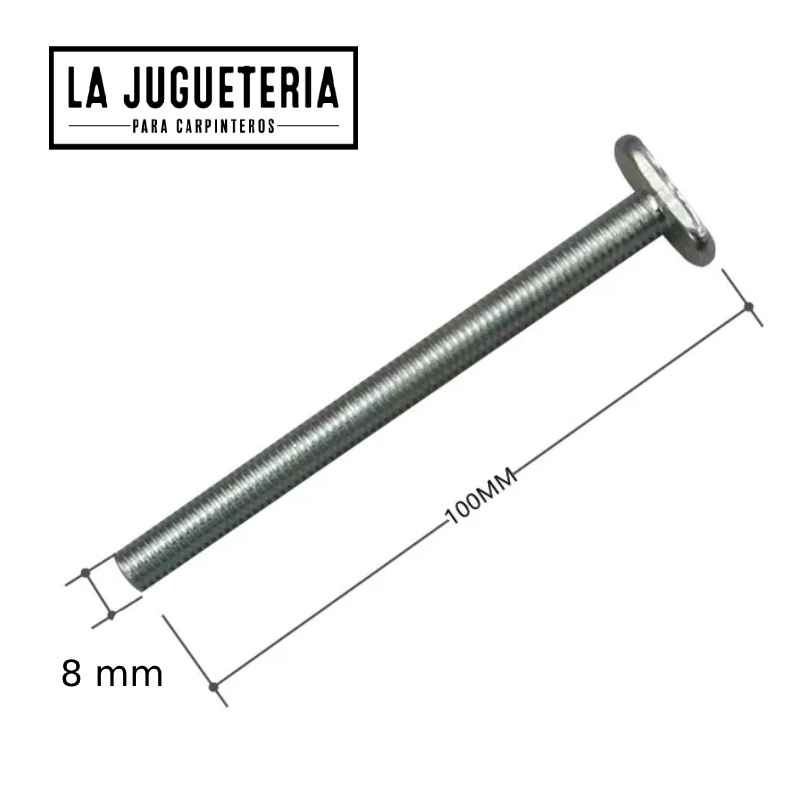Tornillo M8, 10 cm de largo para rieles en T universales