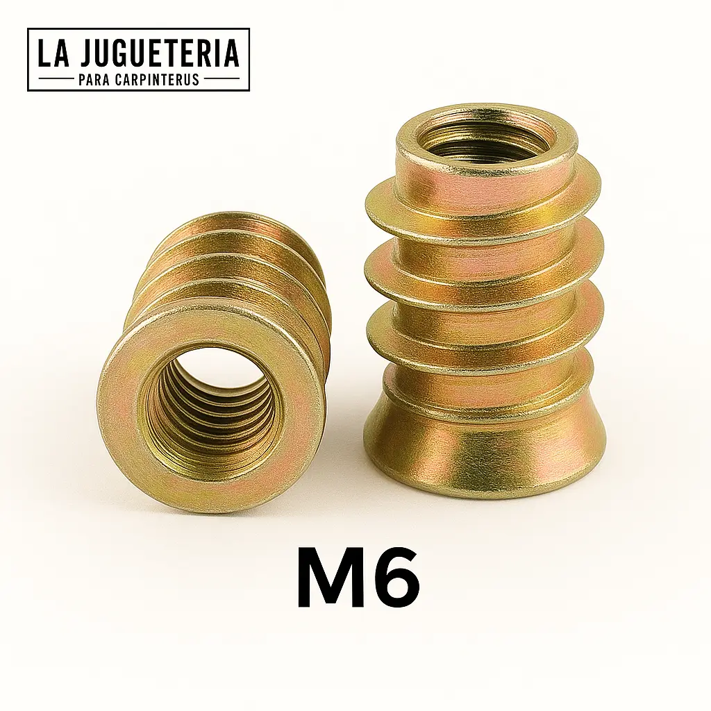 [A775] Tuerca de embutir M6 x 15mm - Insertos para madera (Métrica M6, 50 Unidades)