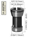 Adaptador de alta precisión Collet de 6,35 mm para router