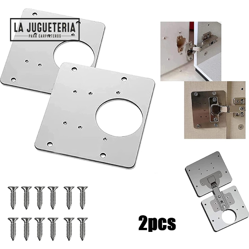 [A586] Placas de reparación de acero inoxidable para bisagras 2 piezas