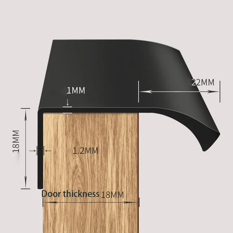 Tiradores de armario de cocina para cajones ocultos en aluminio 180 mm