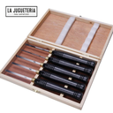 Juego de gubias de torneado de madera, hoja HSS, mangos de madera 27 cm de largo