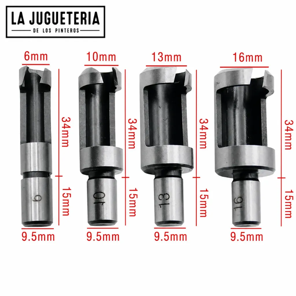 Broca sacabocados o sacatarugos Tipo C  6-10-13 y 16 mm. Set 4 pcs