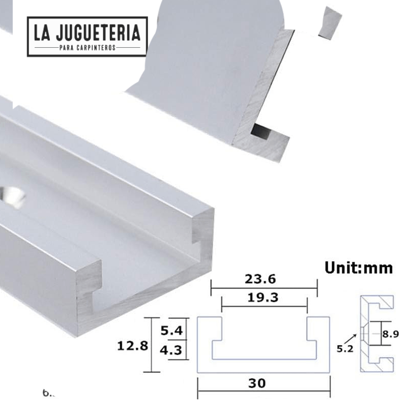 [A467] Guía o Riel en T-Track Universal en Aluminio para Proyectos de Sierra o Router 1000mm