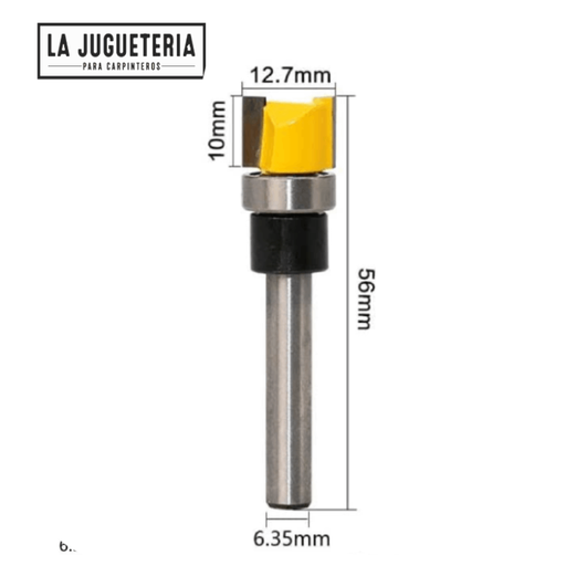 Fresa de corte recto, copiadora con 1 rodamiento 12,7x10 mm. Vástago de 1/4". Ref.P29